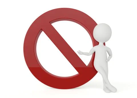 3d humanoid character present a forbidden sign Stock Illustration