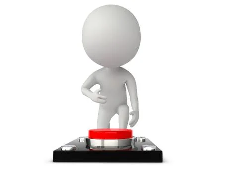 3d humanoid character press a button Иллюстрация