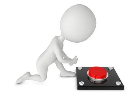 3d humanoid character press a button Stock-Illustration