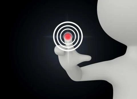 3d humanoid character push a button Stock Illustration