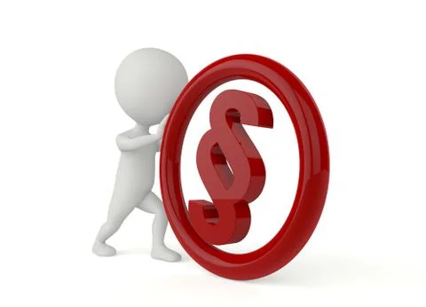 3d humanoid character push a paragraph sign Stock Illustration