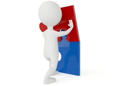3d humanoid character with a puzzle Stock Illustration