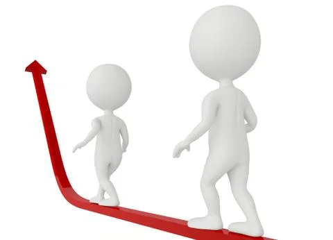 3d humanoid character with a red arrow Stock Illustration