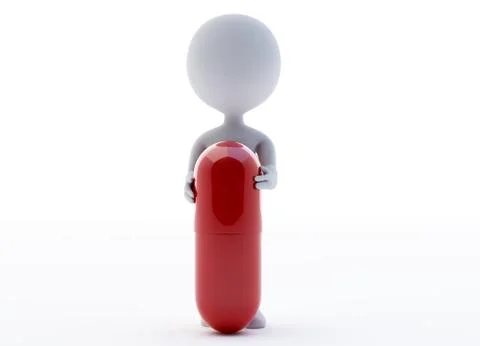 3d humanoid character with a red capsule Иллюстрация