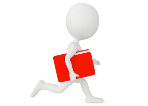 3d humanoid character run with a file folder イラスト素材