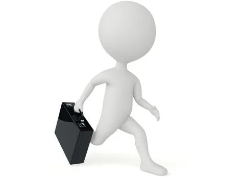 3d humanoid character running with a briefcase Stock Illustration