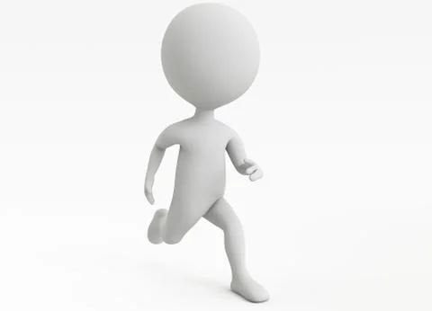 3d humanoid character running Stock Illustration