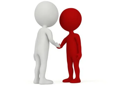 3d humanoid character shake hands Illustration