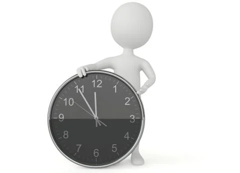 3d humanoid character show a clock Stock Illustration