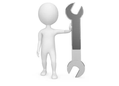 3d humanoid character with a wrench tool Stock Illustration