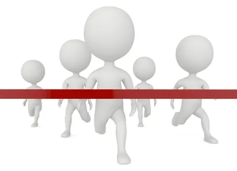 3d humanoid characters running  the target Stock Illustration