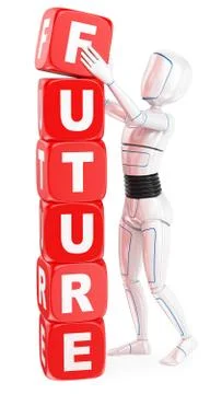 3D Humanoid robot future word concept Stock Illustration