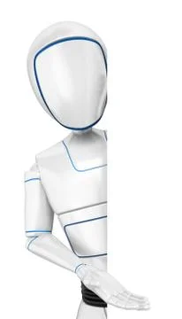 3D Humanoid robot pointing aside Stock Illustration