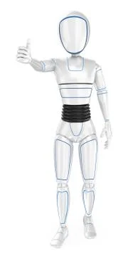 3D Humanoid robot with thumb up Stock Illustration