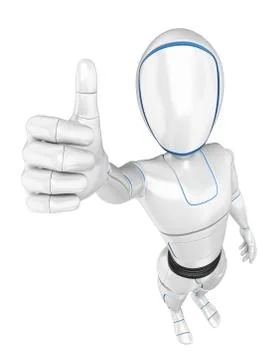 3D Humanoid robot with thumb up Stock Illustration
