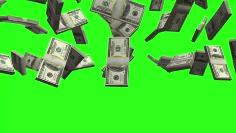 3D Hundred Dollar Money Stack Falling Animation Green Screen Background Video stock 303380945