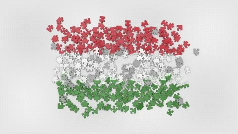 3D Hungary flag assembled from a puzzle Stock Footage 276433671