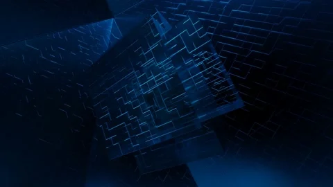 3d hyper cube rotate in virtual space Stock Footage 218125935