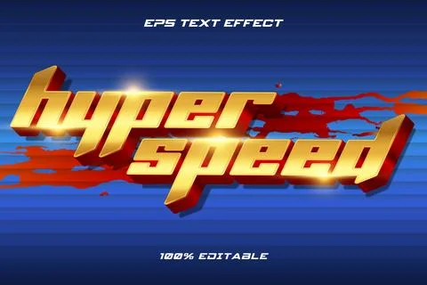 3D Hyper Speed Editable Text Effect Golden Futuristic Vector EPS Stock Illustration