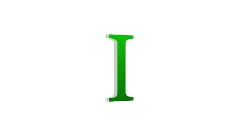 3d I letter logo loopable green color white background Stock Illustration