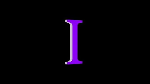 3d I letter logo loopable purple color black background Illustrazione stock