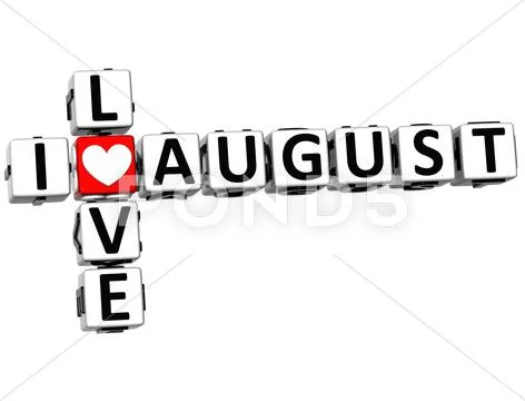 3d i love august crossword Stock Illustration