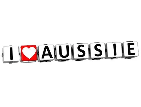 3d i love aussie button click here block text Stock Illustration