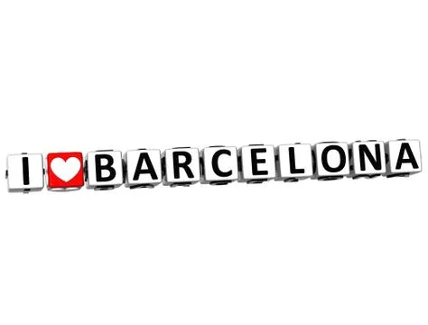 3d i love barcelona button click here block text Stock Illustration