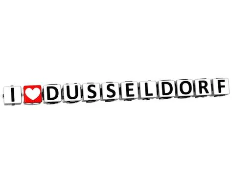 3d i love dusseldorf button click here block text Stock Illustration