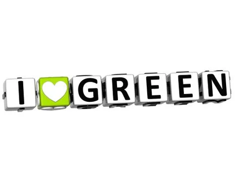 3d i love green button click here block text Stock Illustration