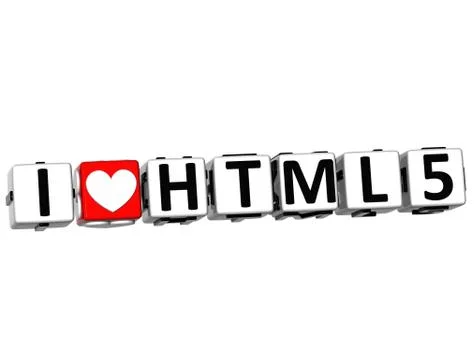 3d i love html 5 button click here block text 스톡 일러스트