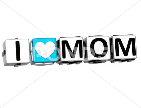 3d i love mom crossword block text Stock Illustration