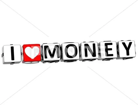 3d i love money button click here block text Stock Illustration
