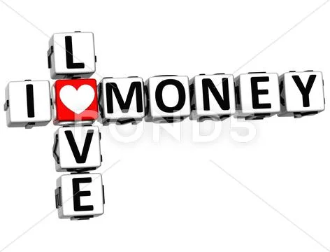 3d i love money crossword Stock Illustration