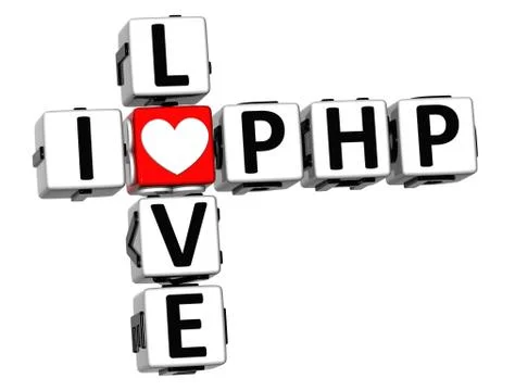 3d i love php crossword Stock Illustration