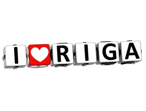3d i love riga button click here block text Stock Illustration
