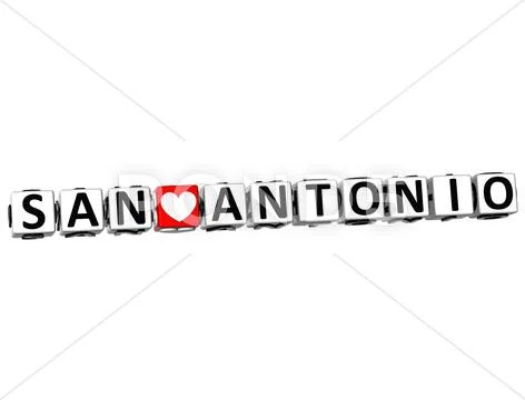 3d i love san antonio crossword block text on white background Stock Illustration