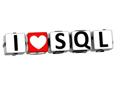 3d i love sql button click here block text 스톡 일러스트
