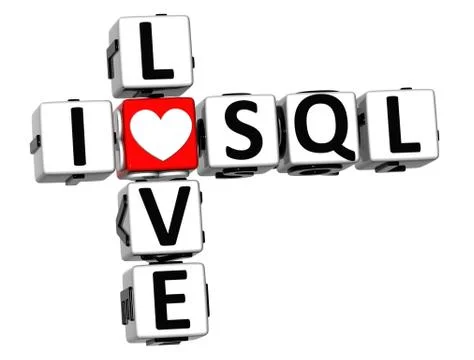 3d i love sql crossword Illustrazione stock