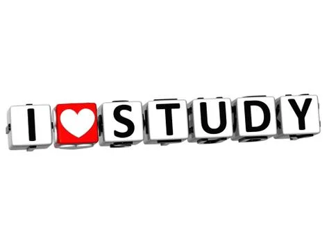 3d i love study button click here block text イラスト素材