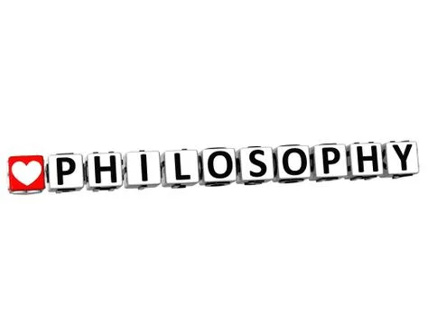 3d i love study philosophy button block text on white background Stock Illustration