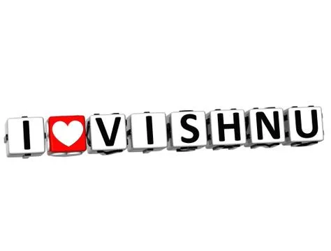 3d i love vishnu button click here block text Stock Illustration