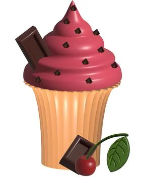 3D ice cream cherry Stock Illustration