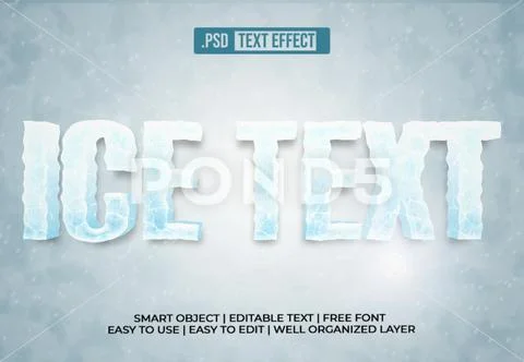 3D Ice Text Effect Editable Modèle PSD