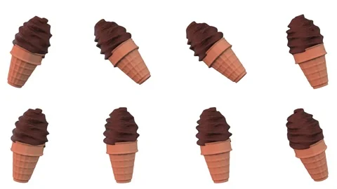 3D Icecreams Falling Animation on a White Background. Icecream Cone. 4K Stock Footage 281629581