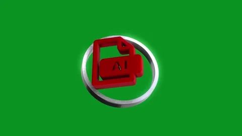 3d icon of ai file format rotating on a green screen background. Stock Footage 346499234