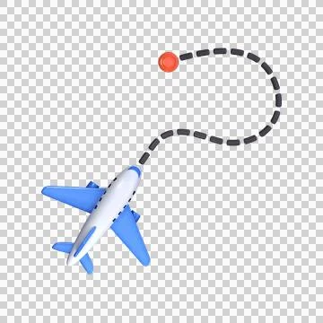 3d icon of aircraft flight path to starting point Stock Illustration