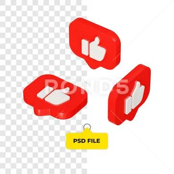 3D like icon all side Modello PSD