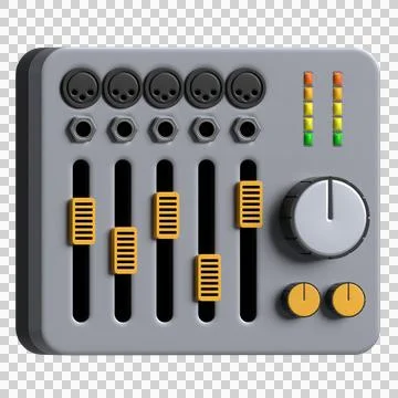 3D Icon of audio mixer in classy gray color Stock Illustration
