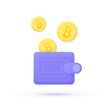 3d icon with bitcoin wallet for mobile app design. Bitcoin currency. 3d vector Stock Illustration